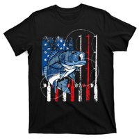 Fishing Vintage American Flag Bass Fisherman Gifts T-Shirt