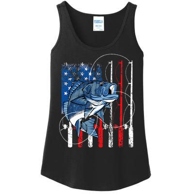 Fishing Vintage American Flag Bass Fisherman Gifts Ladies Essential Tank