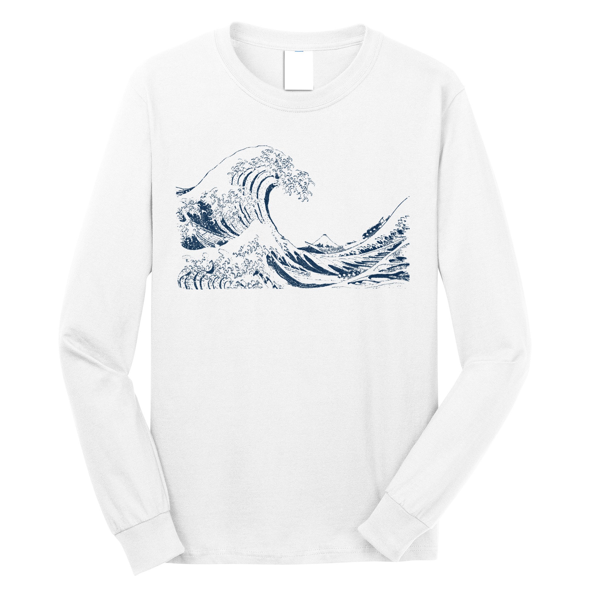 Famous Vintage Art Great Ocean Wave Hokusai Special Design Long Sleeve Shirt
