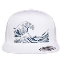 Famous Vintage Art Great Ocean Wave Hokusai Special Design Flat Bill Trucker Hat