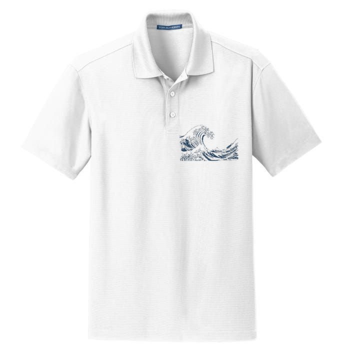 Famous Vintage Art Great Ocean Wave Hokusai Special Design Dry Zone Grid Polo