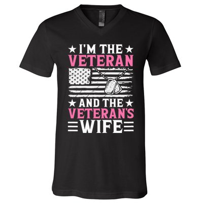 Female Veteran And VeteranS Wife Wo Veteran Mom Grandma V-Neck T-Shirt