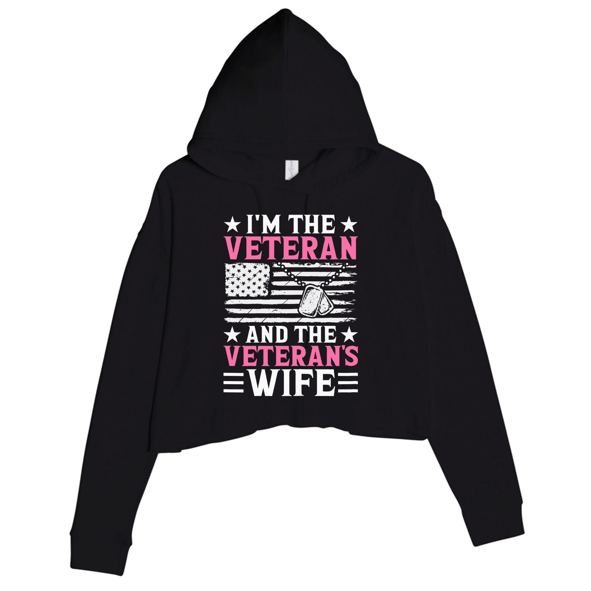 Female Veteran And VeteranS Wife Wo Veteran Mom Grandma Crop Fleece Hoodie