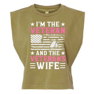 Female Veteran And VeteranS Wife Wo Veteran Mom Grandma Garment-Dyed Women's Muscle Tee