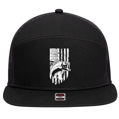 Fishing Vintage American Flag 7 Panel Mesh Trucker Snapback Hat