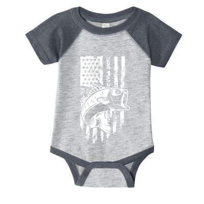 Fishing Vintage American Flag Infant Baby Jersey Bodysuit