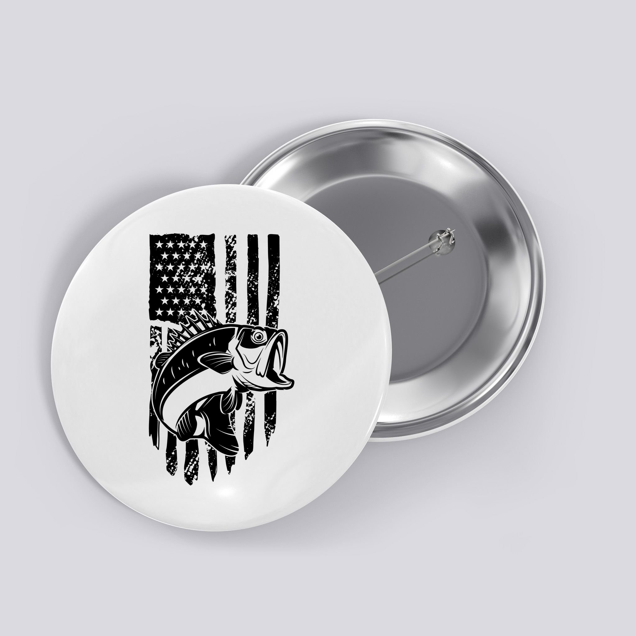Fishing Vintage American Flag Button