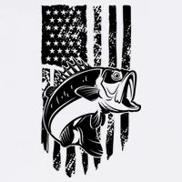 Fishing Vintage American Flag Button