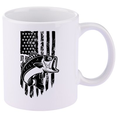 Fishing Vintage American Flag 11oz C Handle Ceramic Mug
