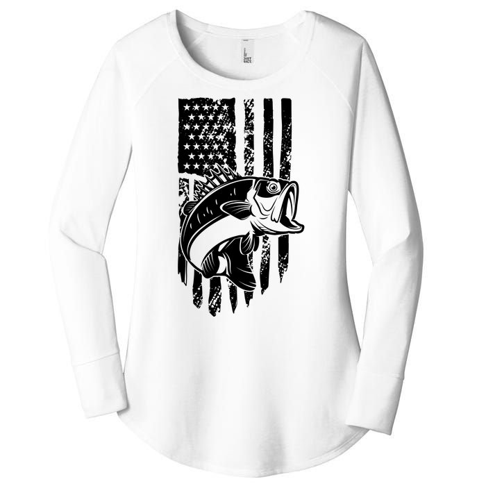 Fishing Vintage American Flag Women's Perfect Tri Tunic Long Sleeve Shirt