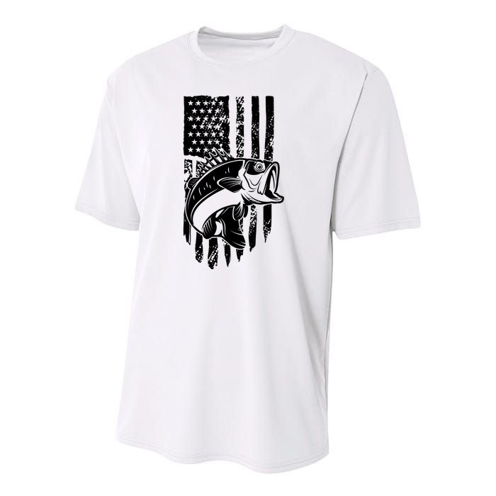 Fishing Vintage American Flag Youth Performance Sprint T-Shirt