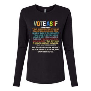 Funny Vote As If Your Skin Is Not White Human Rights Apparel Womens Cotton Relaxed Long Sleeve T-Shirt