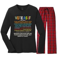 Funny Vote As If Your Skin Is Not White Human Rights Apparel Women's Long Sleeve Flannel Pajama Set 