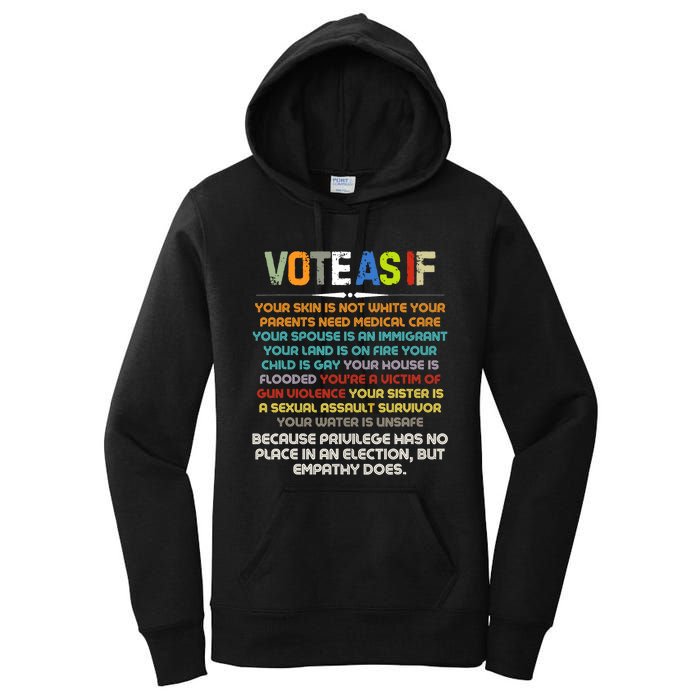 Funny Vote As If Your Skin Is Not White Human Rights Apparel Women's Pullover Hoodie