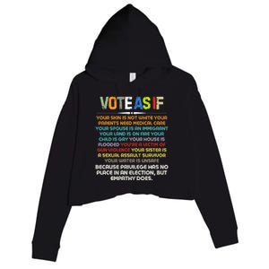 Funny Vote As If Your Skin Is Not White Human Rights Apparel Crop Fleece Hoodie