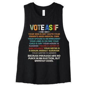 Funny Vote As If Your Skin Is Not White Human Rights Apparel Women's Racerback Cropped Tank