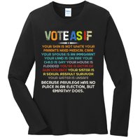 Funny Vote As If Your Skin Is Not White Human Rights Apparel Ladies Long Sleeve Shirt