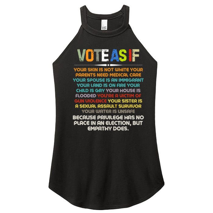 Funny Vote As If Your Skin Is Not White Human Rights Apparel Women's Perfect Tri Rocker Tank