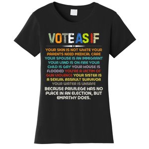 Funny Vote As If Your Skin Is Not White Human Rights Apparel Women's T-Shirt