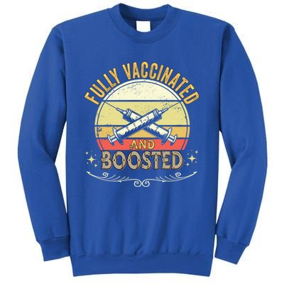 Fully Vaccinated And Boosted Retro Vintage Grunge Sunset Funny Gift Sweatshirt