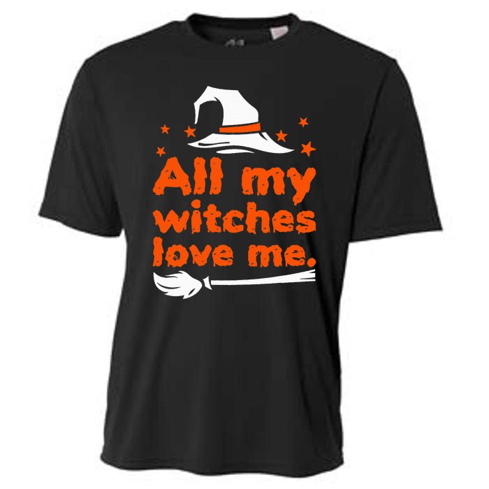 Funny Vintage All My Witches Love Me Halloween Cooling Performance Crew T-Shirt