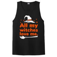 Funny Vintage All My Witches Love Me Halloween PosiCharge Competitor Tank