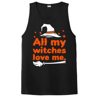 Funny Vintage All My Witches Love Me Halloween PosiCharge Competitor Tank