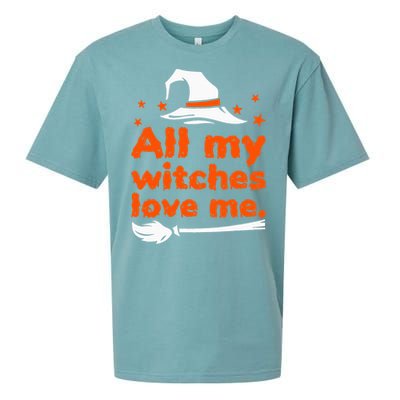 Funny Vintage All My Witches Love Me Halloween Sueded Cloud Jersey T-Shirt