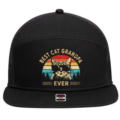 Funny Vintage Best Cat Grandpa Ever Funny Fathers Day 7 Panel Mesh Trucker Snapback Hat