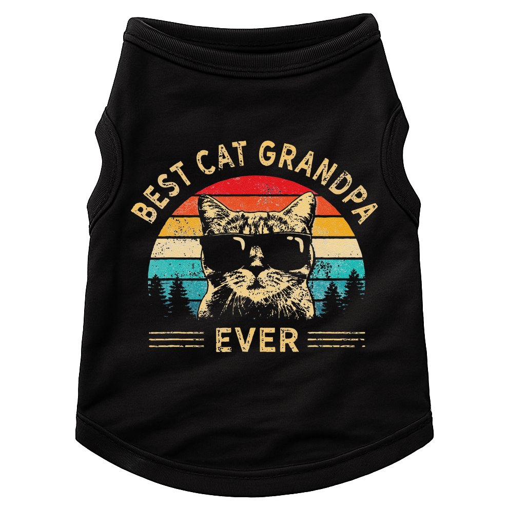 Funny Vintage Best Cat Grandpa Ever Funny Fathers Day Doggie Tank