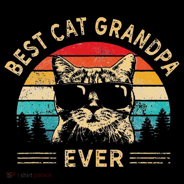 Funny Vintage Best Cat Grandpa Ever Funny Fathers Day Tall T-Shirt