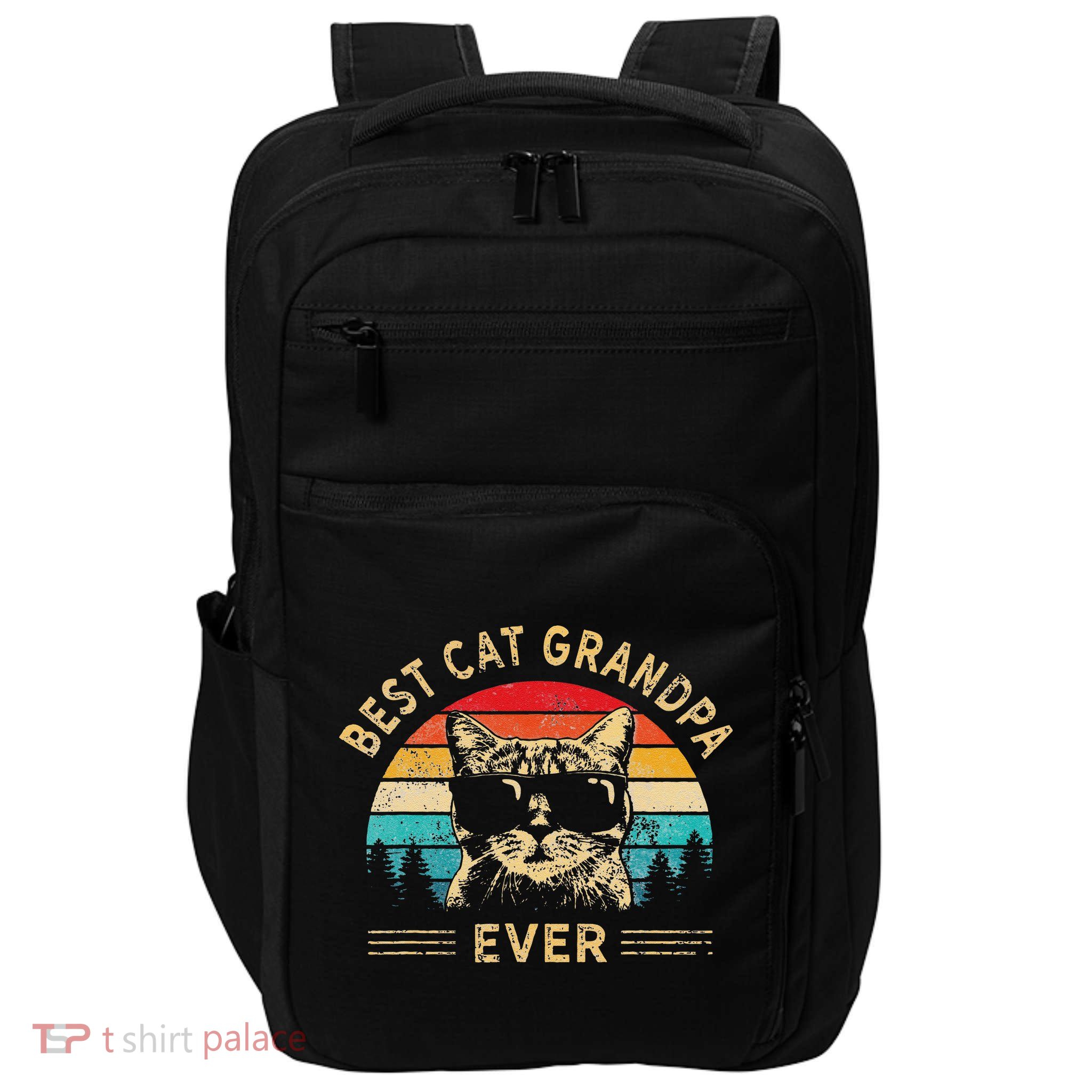 Funny Vintage Best Cat Grandpa Ever Funny Fathers Day Impact Tech Backpack