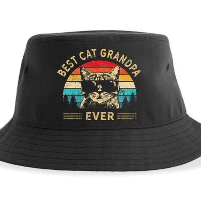 Funny Vintage Best Cat Grandpa Ever Funny Fathers Day Sustainable Bucket Hat