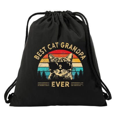 Funny Vintage Best Cat Grandpa Ever Funny Fathers Day Drawstring Bag
