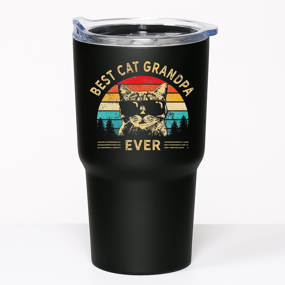 Funny Vintage Best Cat Grandpa Ever Funny Fathers Day Tumbler