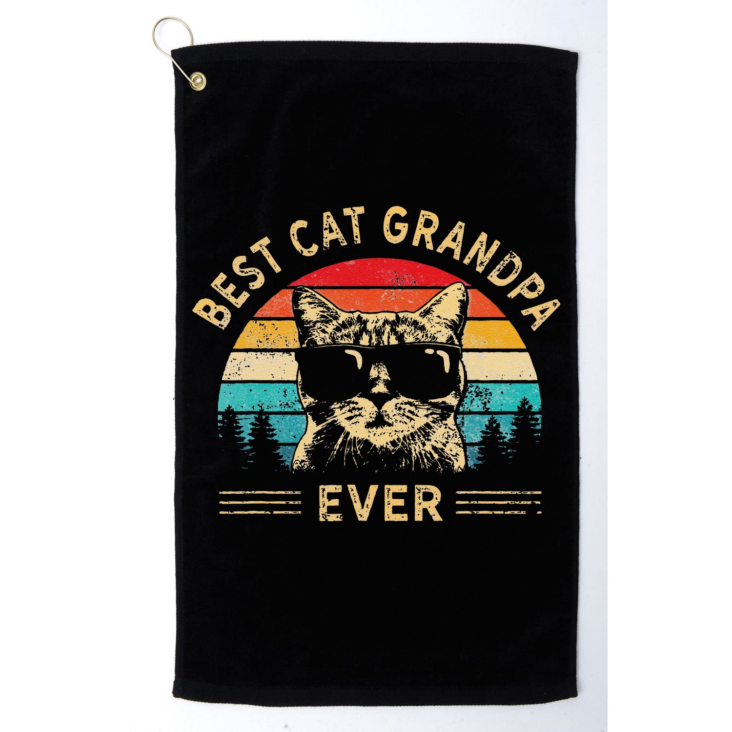 Funny Vintage Best Cat Grandpa Ever Funny Fathers Day Golf Towel