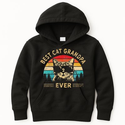 Funny Vintage Best Cat Grandpa Ever Funny Fathers Day Kids Hoodie
