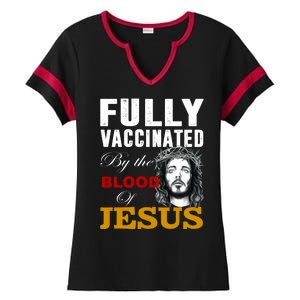 Fully Vaccinated By The Blood Of Jesus Ladies Halftime Notch Neck Tee