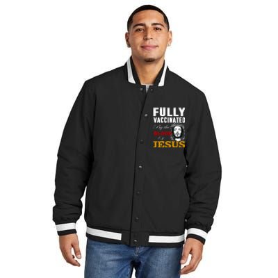 Fully Vaccinated By The Blood Of Jesus Insulated Varsity Jacket