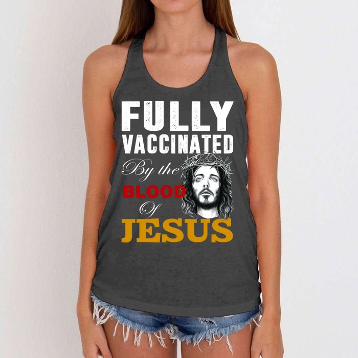 Fully Vaccinated By The Blood Of Jesus Women's Knotted Racerback Tank