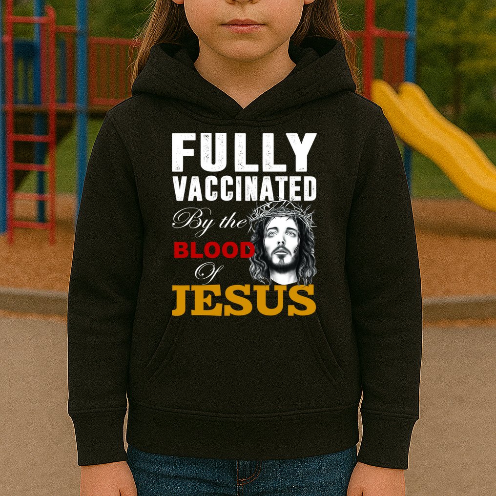 Fully Vaccinated By The Blood Of Jesus Kids Hoodie