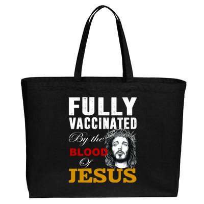 Fully Vaccinated By The Blood Of Jesus Cotton Canvas Jumbo Tote