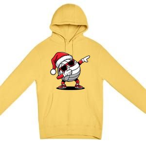 Funny Volleyball Ball Santa Hat Dabbing Xmas Pajamas Premium Pullover Hoodie