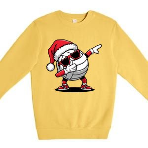 Funny Volleyball Ball Santa Hat Dabbing Xmas Pajamas Premium Crewneck Sweatshirt