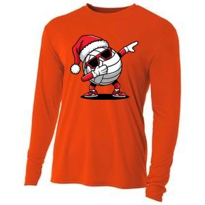 Funny Volleyball Ball Santa Hat Dabbing Xmas Pajamas Cooling Performance Long Sleeve Crew