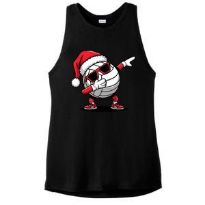 Funny Volleyball Ball Santa Hat Dabbing Xmas Pajamas Ladies PosiCharge Tri-Blend Wicking Tank