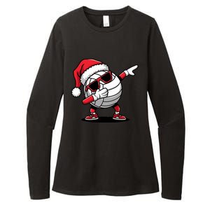 Funny Volleyball Ball Santa Hat Dabbing Xmas Pajamas Womens CVC Long Sleeve Shirt