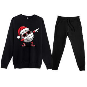 Funny Volleyball Ball Santa Hat Dabbing Xmas Pajamas Premium Crewneck Sweatsuit Set