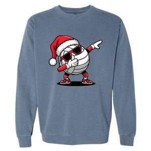 Funny Volleyball Ball Santa Hat Dabbing Xmas Pajamas Garment-Dyed Sweatshirt