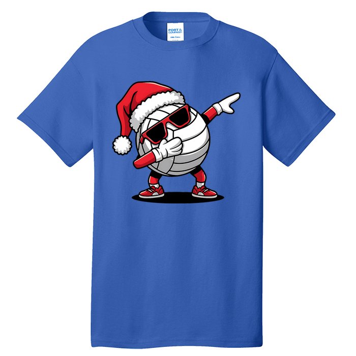 Funny Volleyball Ball Santa Hat Dabbing Xmas Pajamas Tall T-Shirt